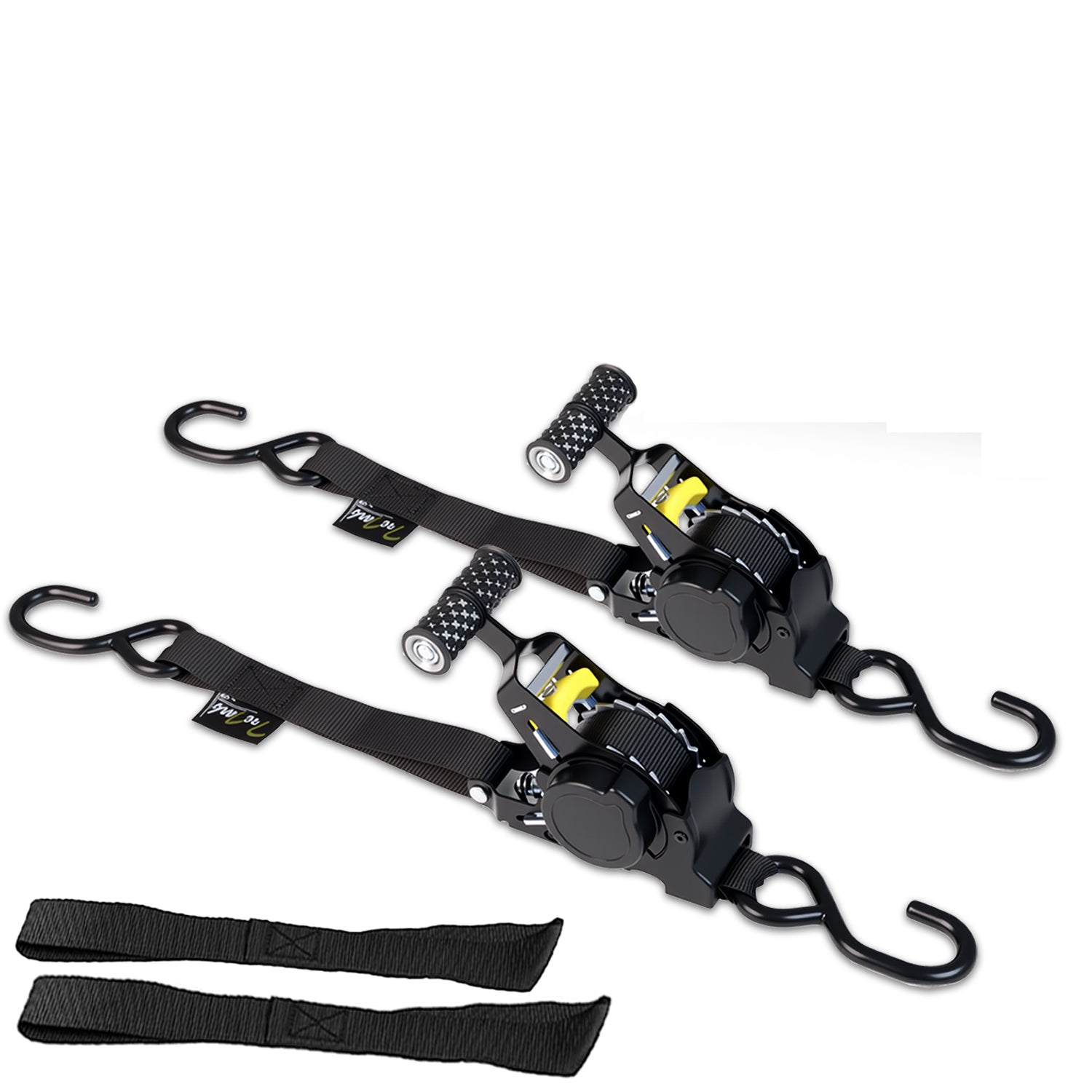 Retractable Ratchet Straps,1" x 10' Heavy Duty Ratchet Straps Self Retractable Tie Down Straps with Soft Loops for Motorcycle, Truck,Trailer