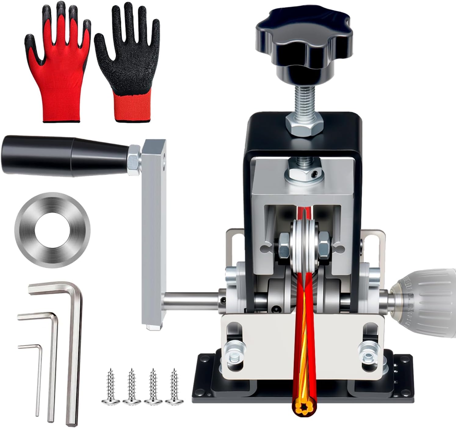 Manual Wire Stripping Machine Gauge Wire 0.06-1 inches,Scrapping Copper Wire Peeler Machine,Drill Powered Hand Crank Wire Stripper Tool for Scrap Copper Recycling