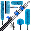 26FT High Reach Duster Cleaning Kit with 5-20 FTExtension Pole, High Ceiling Fan Cleaner Duster Tool for Fan Blades, Extendable Reusable Cobweb, Feather, Window Cleaning Squeegee Kit (20FT)