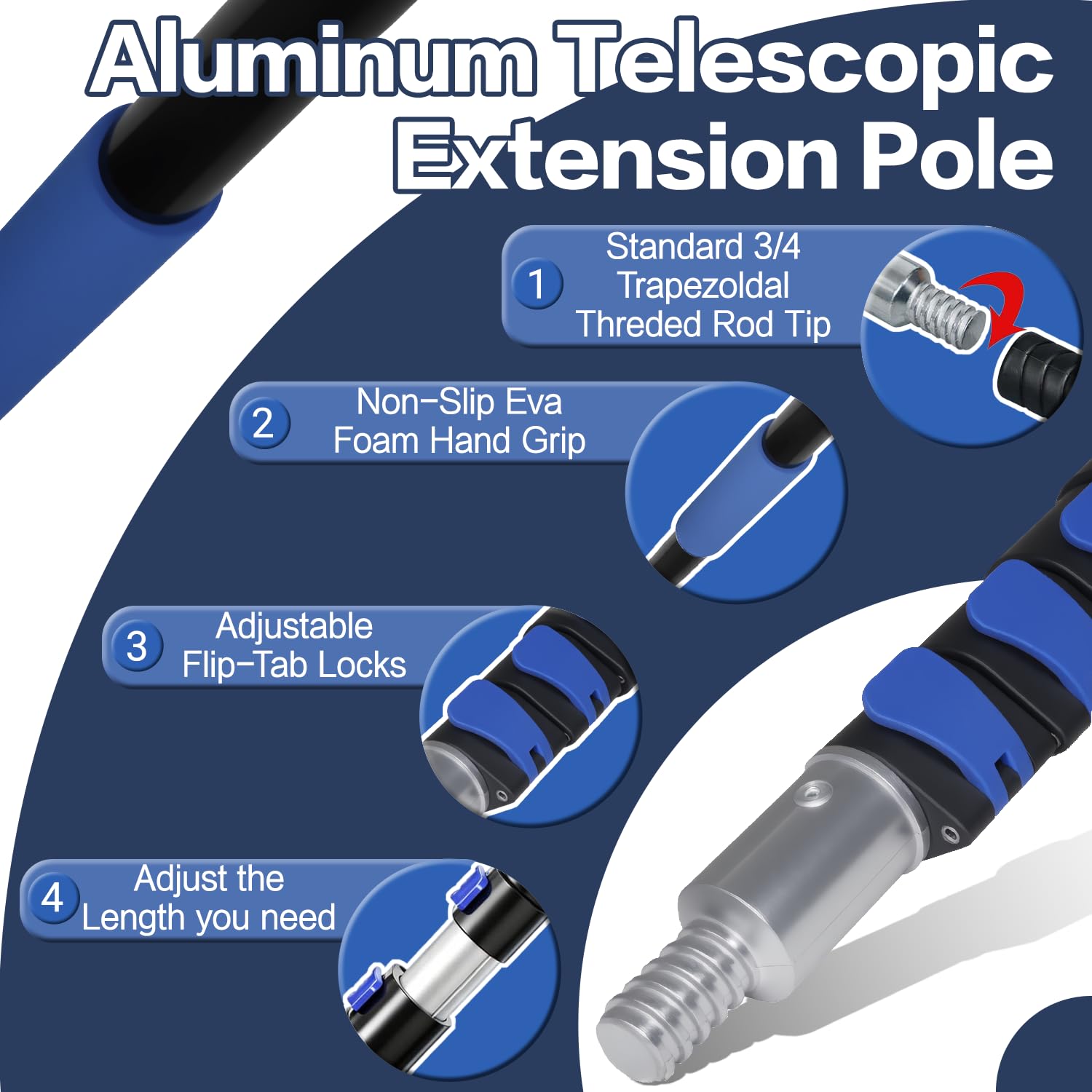 26FT High Reach Duster Cleaning Kit with 5-20 FTExtension Pole, High Ceiling Fan Cleaner Duster Tool for Fan Blades, Extendable Reusable Cobweb, Feather, Window Cleaning Squeegee Kit (20FT)