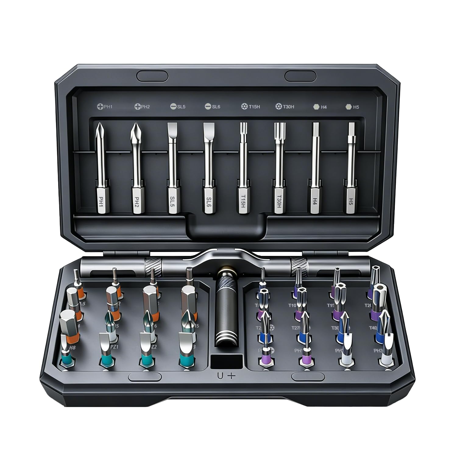 42 in 1 Magnetic Screwdriver, Screwdriver Set, Multi Bit Ratcheting Screwdriver Set with Storage Case Repair Tool Kit for Computer, Eyeglass, Bicycles, Watch, Ring Doorbell, Furniture (Grey)