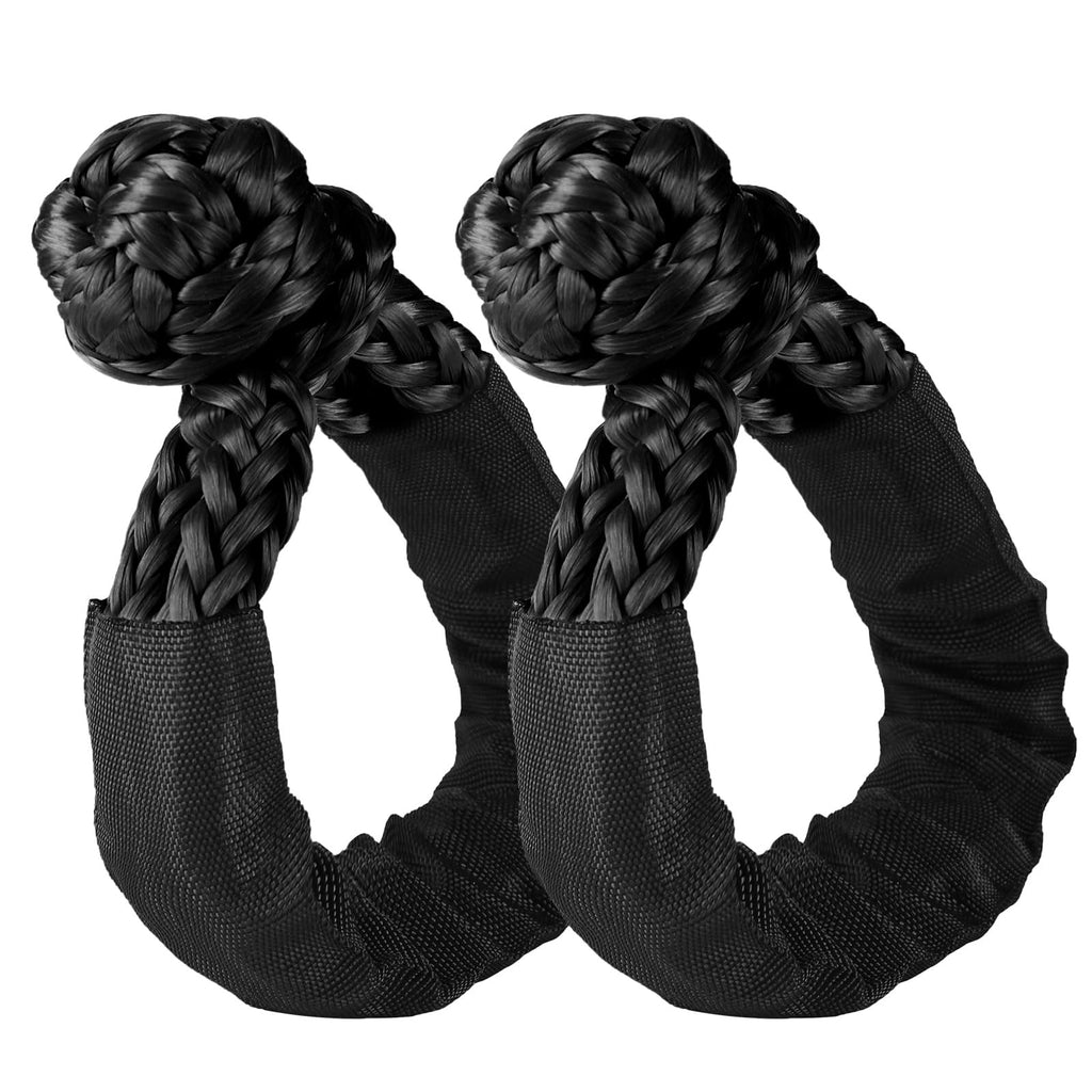 Synthetic Soft Shackle & Winch Recovery Ring Kit, 1/2'' x 22'' Recovery Soft Shackle(56,000Lbs Breaking Strength), Snatch Recovery Ring for ATV UTV Off-Road Vehicles (Shackles+ Red Ring)