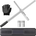 Lug Wrench, 4 Way Tire Iron for Car,Tire Wrench With 1/2-Inch Drive and 2PCS Standard Sockets (17 mm/19 mm, 21 mm/23 mm), Detachable Rapid Cross Lug Nut Wrench