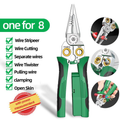 8-in-1 Wire Crimper Stripper with Voltage Detector & Dual Alarms - Heavy Duty 12-250V AC/DC Tester for Hot/Neutral Wires - Electrician, HVAC, Car Repair Tool