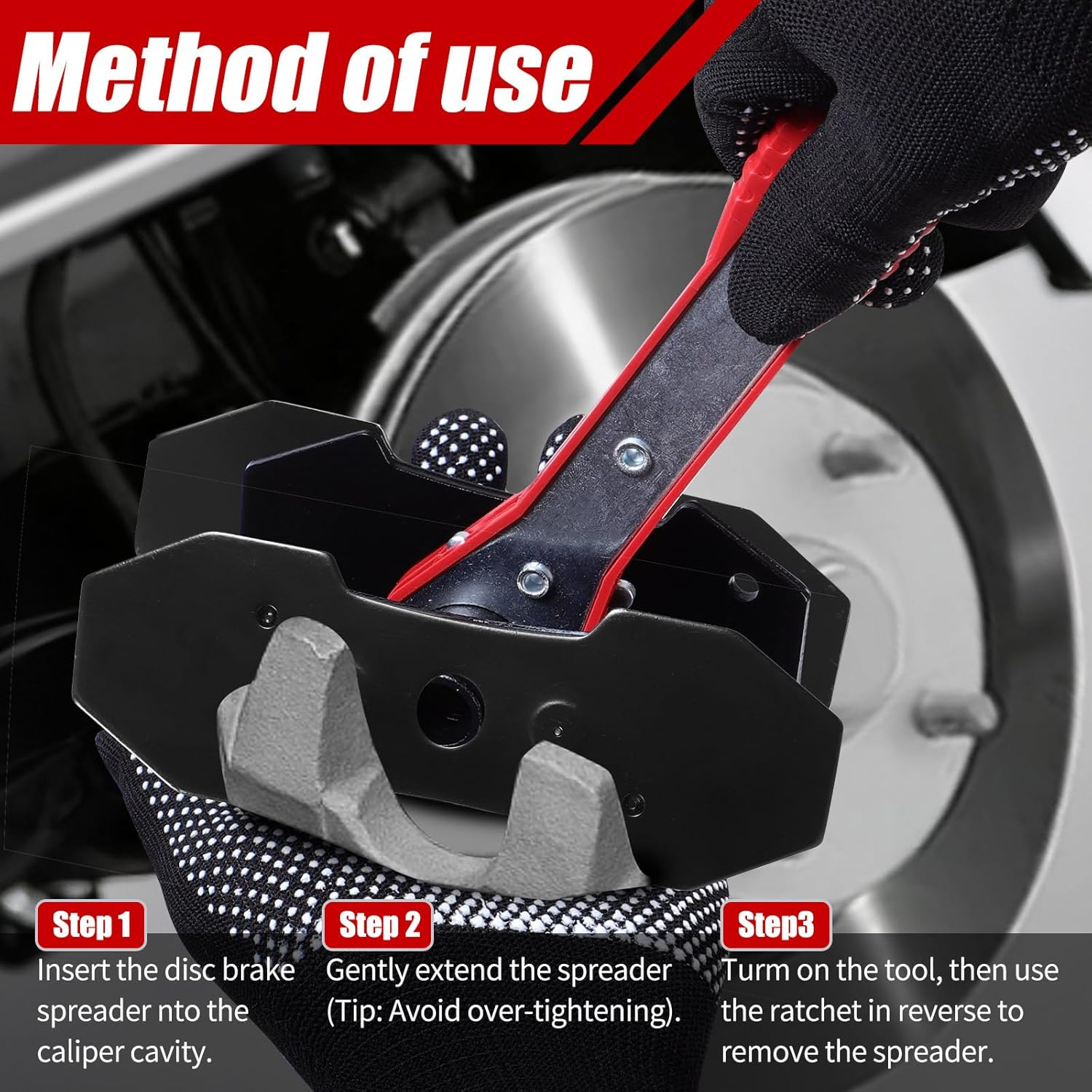 Brake Caliper Piston Press Tool for Single, Dual & Quad Piston Disc Brakes – 360° Rotating Ratchet Wrench, Effort-Saving Automotive Brake Repair Tool for Car Maintenance